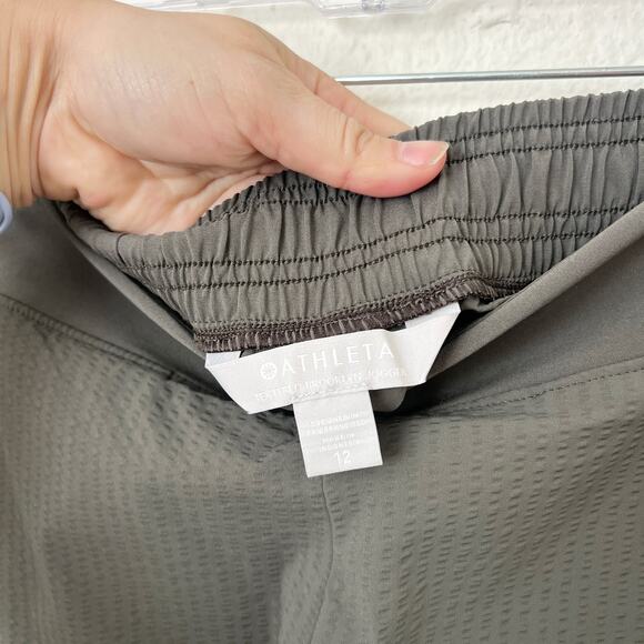 [Athleta] Textured Brooklyn Jogger Pants Mountain Olive Green Casual Comfy Sz 12 - Picture 10 of 11